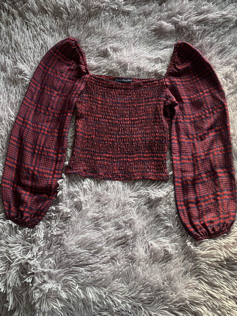 Abercrombie & Fitch Red Navy Plaid Blouse
